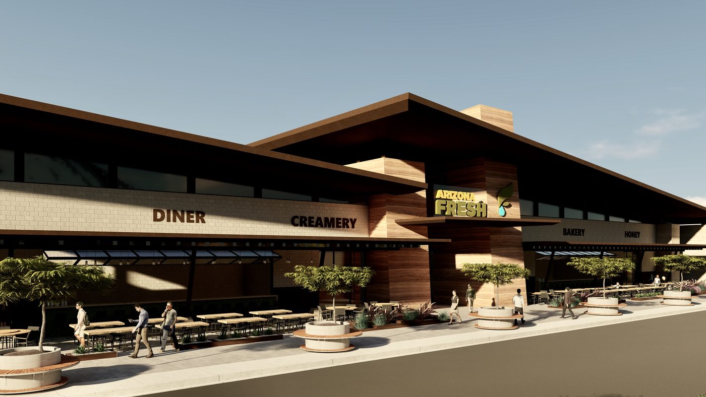 Wholesale produce market hub with loading bays